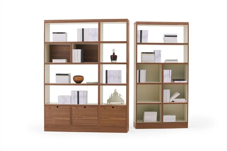 Modern Wooden Villa Study Room Bookshelf Bookcase Book Storage At Back Of Study Desk