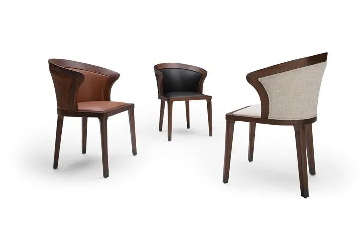 Villa/ Apartment Dining Chairs With Curved Back And Armrest Hotel Restaurant Dining Chair